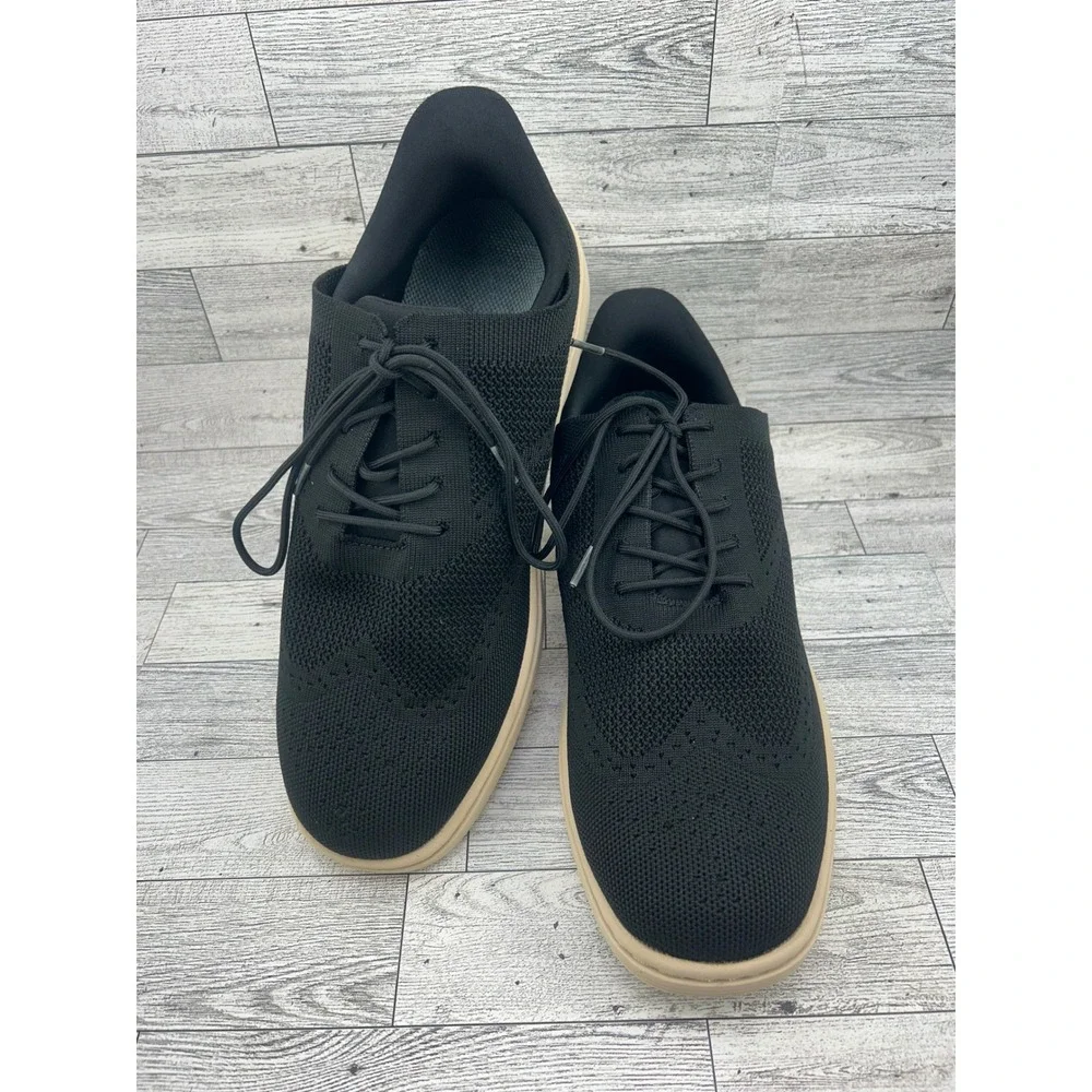 Orthofeet 468 Men Black Knit Wingtip Oxford Shoes Size 10 D Medium Ortho-Cushion